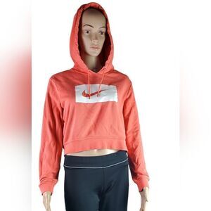 Nike Orange & White Cropped Sweatshirt
